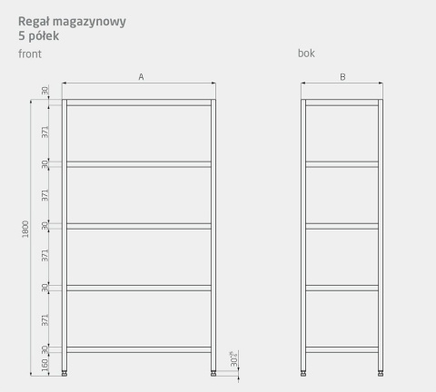 Regał Nierdzewny Gastronomiczny 110x40x180 Przestawny Polgast 356114