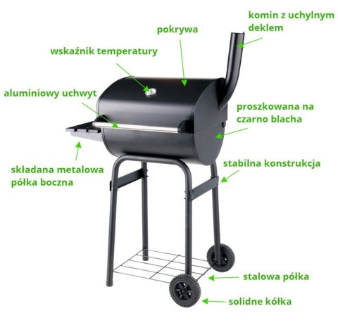 Grill ogrodowy z pokrywą ruszt 47 cm Lund | Yato 99514