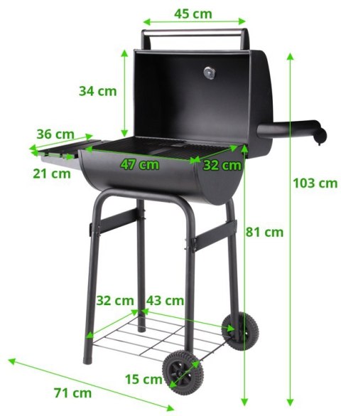 Grill ogrodowy z pokrywą ruszt 47 cm Lund | Yato 99514