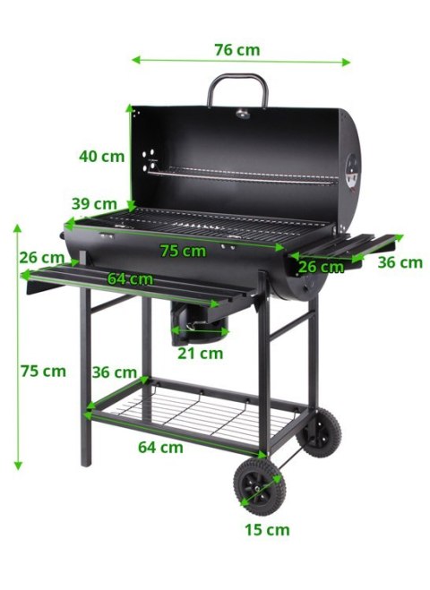 Grill ogrodowy z pokrywą ruszt 71 cm Lund | Yato 99512