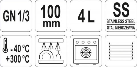 Pojemnik Stalowy Gn 1/3 H=10 Cm Yato Yg-00273