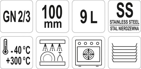 Pojemnik Stalowy Gn 2/3 H=100 Mm Yato Yg-00303