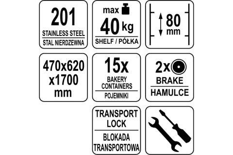 Wózek do Blach Piekarniczych 40 Yato YG-09072