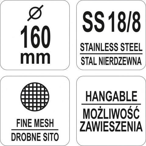 Sito Chińskie Siatkowe Gęste Stożkowe 160 Mm Yato Yg-00606