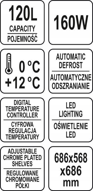 Witryna Chłodnicza 120l 68x56x66 Srebrna Yato Yg-05025