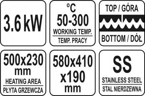 Grill Kontaktowy Elektryczny Ryflowany z Podwójną Płytą Yato Yg-04560