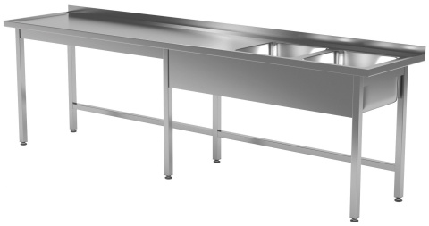 Stół Nierdzewny Gastronomiczny z 2 Zlewami 240x70x85 Polgast 221247-6
