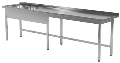 Stół Nierdzewny Gastronomiczny z 2 Zlewami 200x60x85 Polgast 221206-6