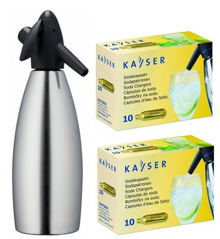 Syfon do wody sodowej INOX 1L + 20 naboi | Kayser 3801PL