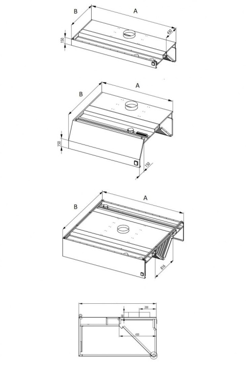 Okap Gastronomiczny Ze Stali 240x200 Centralny Skośny Stalgast
