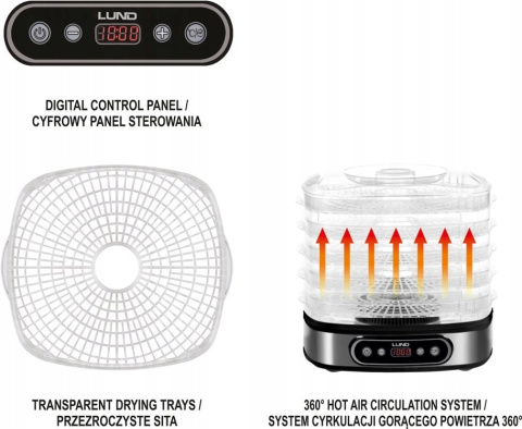Suszarka do grzybów żywności 5-poziomowa (czasomierz) | Lund