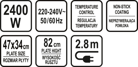 Grill elektryczny wolnostojący z odpinaną nóżką | Lund