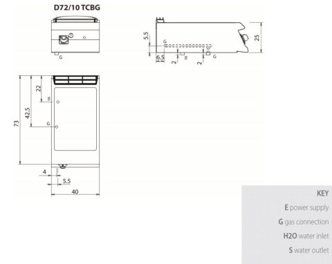 Bemar gazowy 1 x GN 1/1; 3 kW, bez podstawy, Diamante 70, D72/10TCBG, Olis