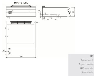 Bemar gazowy 2 x GN 1/1; 6 kW, bez podstawy, Diamante 70, D74/10TCBG, Olis