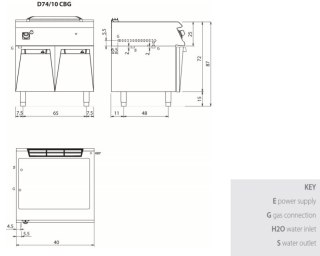 Bemar gazowy 2 x GN 1/1; 6 kW, na podstawie, Diamante 70, D74/10CBG, Olis