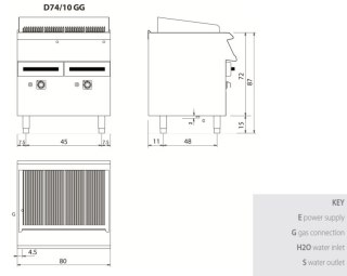 Grill wodny gazowy, 15 kW, Diamante 700, D74/10GG, Olis