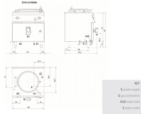 Kocioł elektryczny 80 l, grzanie pośrednie, 9,8 kW, Diamante 700, D74/10PEI08, Olis