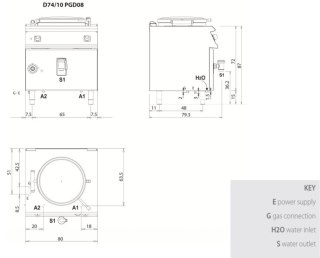 Kocioł gazowy 80 l, grzanie bezpośrednie, 17 + 0,2 kW, Diamante 700, D74/10PGD08, Olis