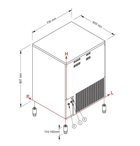 Kostkarka do lodu 70 kg/24h, 40 kg zasobnik, system myjący,chłodzenie wodą, NTF SL 140 R290