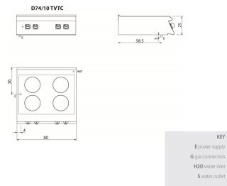 Kuchnia ceramiczna 10,4 kW, bez podstawy, Diamante 700, D74/10 TVTC, Olis