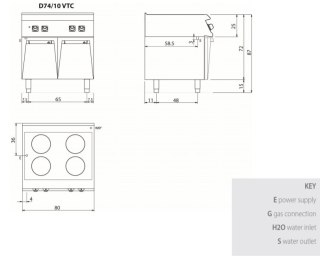 Kuchnia ceramiczna 10,4 kW, na podstawie, Diamante 700, D74/10 VTC, Olis