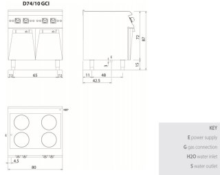 OLIS | Kuchnia indukcyjna 4-palnikowa na podstawie 14 kW Diamante 700