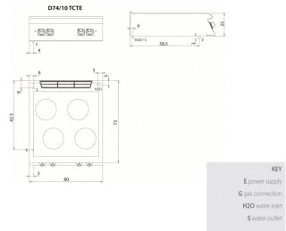 Kuchnia żeliwna, elektryczna, bez podstawy, 10 kW, Diamante 700, D74/10TCTE, Olis