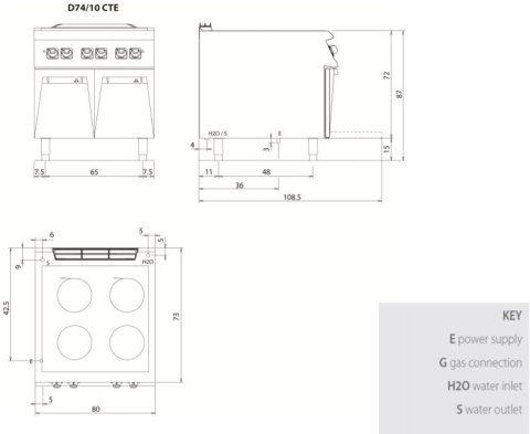 Kuchnia żeliwna, elektryczna, na podstawie, 10 kW, Diamante 700, D74/10CTE, Olis