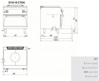 Kuchnia żeliwna gazowa z piekarnikiem gazowym, 12 kW+8 kW, Diamante 700, D74/10CTGG, Olis