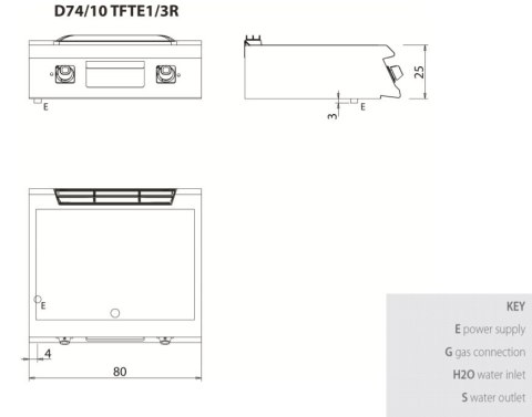 Płyta grillowa elektryczna, 1/3 ryflowana, 2/3 gładka, bez podstawy, 10,8 kW, Diamante 700, D74/10TFTE1/3R, Olis