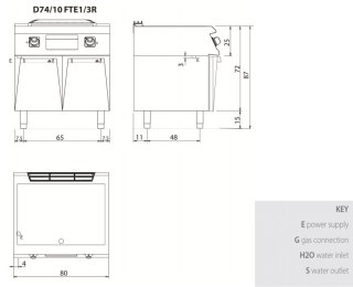 Płyta grillowa elektryczna, 1/3 ryflowana, 2/3 gładka, na podstawie, 10,8 kW, Diamante 700, D74/10FFTE1/3R, Olis