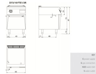 Płyta grillowa elektryczna, 1/3 ryflowana, 2/3 gładka, na podstawie, 7,5 kW, Diamante 700, D73/10FTE1/3R, Olis