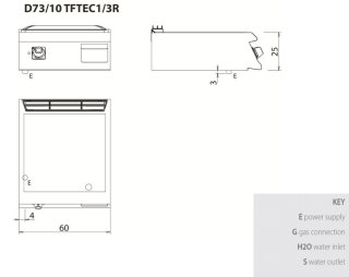 Płyta grillowa elektryczna, chromowana, 1/3 ryflowana, 2/3 gładka, bez podstawy, 7,5 kW, Diamante 700, D73/10TFTEC1/3R, Olis