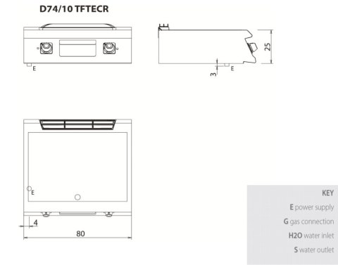 Płyta grillowa elektryczna, chromowana, ryflowana, bez podstawy, 10,8 kW, Diamante 700, D74/10TFTECR, Olis