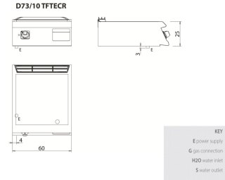 Płyta grillowa elektryczna, chromowana, ryflowana, bez podstawy, 7,5 kW, Diamante 700, D73/10TFTECR, Olis