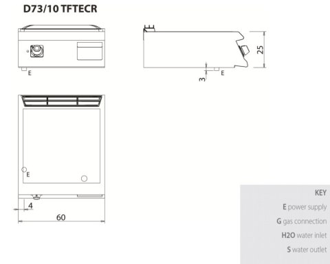 Płyta grillowa elektryczna, chromowana, ryflowana, bez podstawy, 7,5 kW, Diamante 700, D73/10TFTECR, Olis