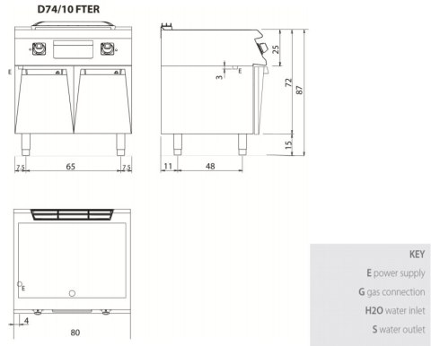 Płyta grillowa elektryczna, chromowana, ryflowana, na podstawie, 10,8 kW, Diamante 700, D74/10FTECR, Olis