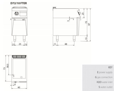 Płyta grillowa elektryczna, chromowana, ryflowana, na podstawie, 5,4 kW, Diamante 700, D72/10FTECR, Olis