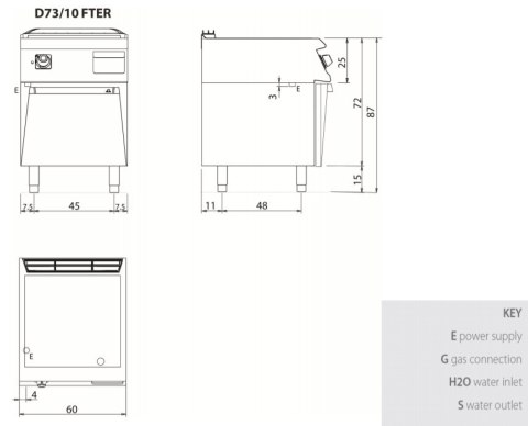 Płyta grillowa elektryczna, chromowana, ryflowana, na podstawie, 7,5 kW, Diamante 700, D73/10FTECR, Olis