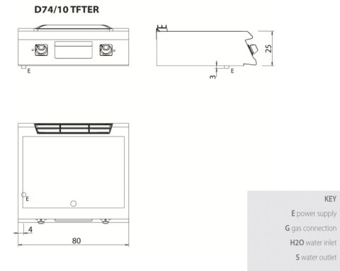 Płyta grillowa elektryczna, ryflowana, bez podstawy, 10,8 kW, Dimante 700, D74/10TFTER, Olis