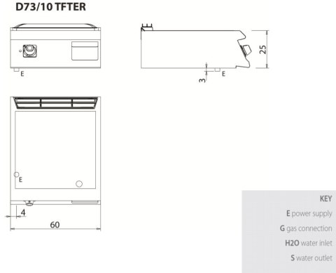 Płyta grillowa elektryczna, ryflowana, bez podstawy, 7,5 kW, Dimante 700, D73/10TFTER, Olis