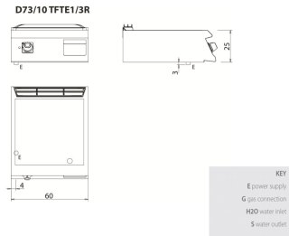 Płyta grillowa elektryczna,ze stali nierdzewnej, 1/3 ryflowana, 2/3 gładka,bez podstawy;7,5 kW,Diamante 700,D73/10TFTEA1/3R,Olis