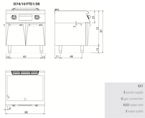 Płyta grillowa elektryczna, ze stali nierdzewnej,1/3 ryflowana, 2/3 gładka,na podstawie,10,8 kW,Diamante 700,D74/10FTEA1/3R,Olis