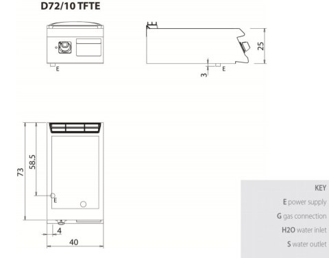 Płyta grillowa elektryczna, ze stali nierdzewnej, gładka, bez podstawy, 5,4 kW, Diamante 700, D72/10TFTEA, Olis