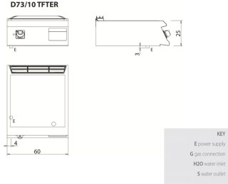 Płyta grillowa elektryczna, ze stali nierdzewnej, ryflowana, bez podstawy, 7,5 kW, Diamante 700, D73/10TFTEAR, Olis