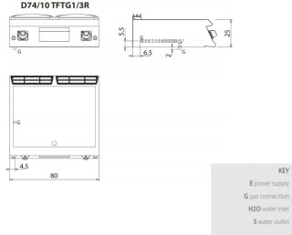 Płyta grillowa gazowa 1/3 ryflowana, 2/3 gładka, bez podstawy, 12 kW, Diamante 700, D74/10TFTG1/3R, Olis