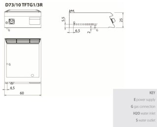 Płyta grillowa gazowa 1/3 ryflowana, 2/3 gładka, bez podstawy, 9 kW, Diamante 700, D73/10TFTG1/3R, Olis