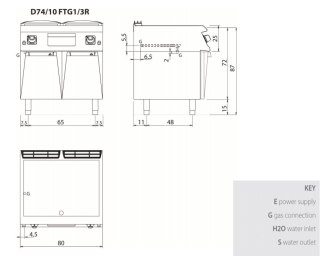 Płyta grillowa gazowa 1/3 ryflowana, 2/3 gładka, na podstawie, 12 kW, Diamante 700, D74/10FTG1/3R, Olis