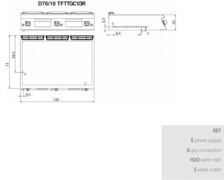 Płyta grillowa gazowa, chromowana, 1/3 ryflowana, 2/3 gładka, bez podstawy, 19,5 kW, Diamante 700, D76/10TFFTGC1/3R, Olis