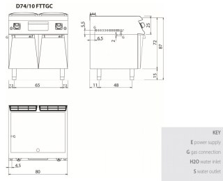 Płyta grillowa gazowa, chromowana, 1/3 ryflowana, 2/3 gładka, na podstawie, 12 kW, Diamante 700, D74/10FTTGC1/3R, Olis